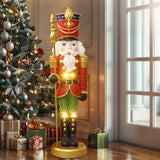Christmas Soldier Nutcracker Decor with Scepter and Lights, 3ft