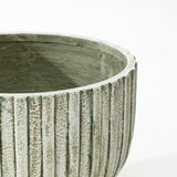 Green Ribbed Planter Pot, Vintage Fluted Plant Pot with Drainage 16.1'' Dia