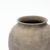 Old-World Gray with Brown Round Terracotta Vase,17.4''