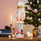 Christmas Pink Nutcracker Soldier Decor with Cake Lights, 2ft