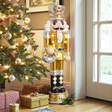 Christmas Soldier Nutcracker Holiday Decor with Wreath, 4FT