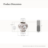 Brown Floral Wide-Mouth Round Waterproof Ceramic Vase, 8.5"