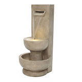 Resin Outdoor Waterfall Fountain with Planter and LED Lights, 33'' H