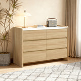 Modern Wood Storage Dresser  with with Faux Marble Top,Oak