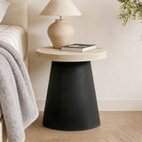 Black Side Table with Light Wood Finish Top, 19'' H