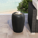 Indoor/Outdoor Round Side Table,Black & Gold,19.5''