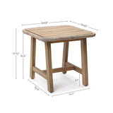 Solid Wood Outdoor Side Table with Woven Wicker Trim, 17.7'' H