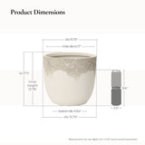 Antique Travertine Tapered Round Planter,Off-White,15.75''