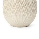 Textured Round Plant Pots, Off-white Large Plant Pot with Drainage Hole 14.2'' Dia