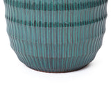 Coastal Blue Ceramic Plant Pot, Decorative Round Planter with Drainage Hole 14.2'' Dia