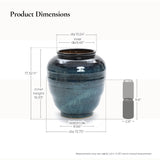 Blue Ripples Round Ceramic Vase, 17.3"H