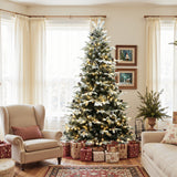 Pre-Lit Lightly Flocked Christmas Tree with Stand,7.5Ft