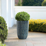 Tall Ceramic Pots for Plants, Blue Glazed Modern Plant Pots with Drainage Hole 17'' H