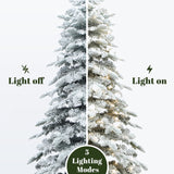Pre-Lit Flocked Artificial Slender Christmas Tree, 7ft