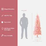 Pink Pencil Artificial Tree with Warm White Lights, 6ft