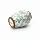 Green Wide-Mouth Waterproof Round Floral Ceramic Vase,7.1''