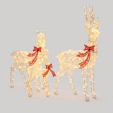 Holiday Deer Decoration with Timer and Lights, Set of 3