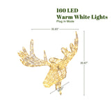 Christmas Moose Head Decoration with Lights and Timer, 14"H