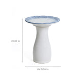 White ribbed ceramic bird bath