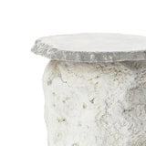 Off White MgO Outdoor Patio Side Table with Textured Base, 16.1"
