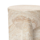 Brown &White Round Side Table with Pedestal Base,18.1''