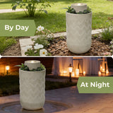 Resin Outdoor Fountain with Planter and LED Lights, 27.4'' H