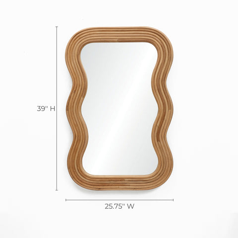 Camila wood frame wavy rectangular wall mirror