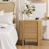 Mid-Century Modern Wood Storage Nightstand,Oak 23.6''