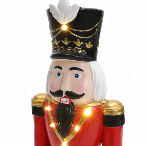 Traditional nutcracker soldier in red with lights, 2ft tall