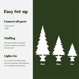 Pre-Lit Snowy Flocked Christmas Tree with Bases,Set of 3