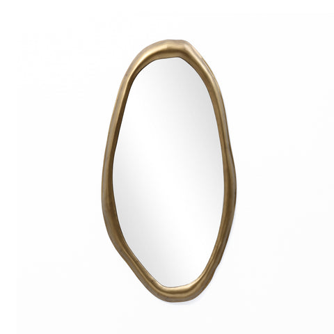 Gold accent metal frame oval wall mirror