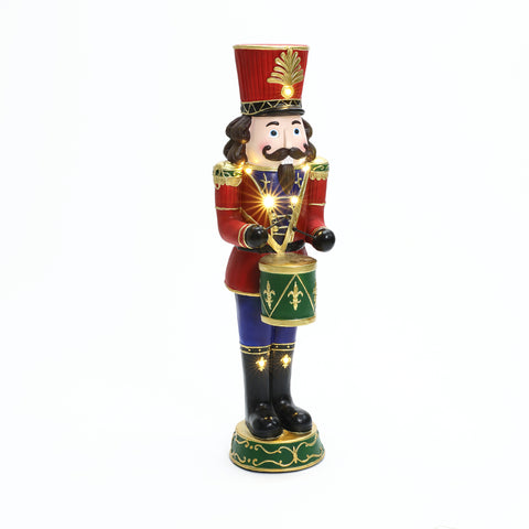 Traditional nutcracker drummer soldier with lights, 3ft tall