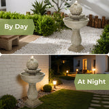 Resin Outdoor Garden Birdbath Fountain with LED Lights, 37'' H