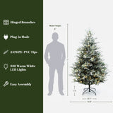 Pre-Lit Green Fir Christmas Tree with Metal Stand,7Ft