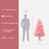 Pre-Lit Fiber Optic Pink Christmas Tree with lights,5ft