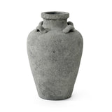 Rustic Antiqued Gray Round Terracotta Urn Vase,15''