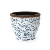 Blue Floral Ceramic Round Planter Pot Indoor & Outdoor,15"