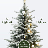 Pre-Lit Snow-Flocked Christmas Tree with Pot,4Ft