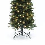 Pre-Lit Green Slim Christmas Tree with Metal Stand,7Ft