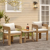 Set of 2 Modern Solid Wood Armchairs with Cushions