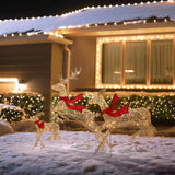 Champagne Gold Christmas Deer Family Decoration, Set of 3
