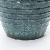 Rippled Blue with Brown Round Tall Ceramic Vase, 15.8"H
