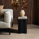 Black modern cloverleaf mdf wood side table