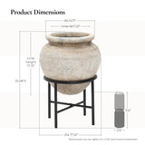 Distressed Large Planters for Indoor Plants with Stand, 17.5" Dia