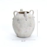 Multi-gray and white terracotta vase with handles, 11" h