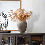 Old-World Gray with Brown Round Terracotta Vase,14.8''
