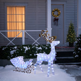 Christmas Sleigh Reindeer Holiday Decor with Lights,Set of 3