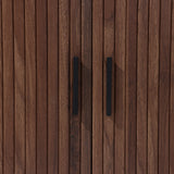 Aria 2-door tambour accent cabinet, dark oak finish