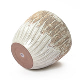 Two Tone Ivory Large Round Plant Pots, Modern Indoor Outdoor Ceramic Planter 14'' Dia