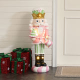 Christmas Nutcracker Pink Soldier with Candy Tree Lights, 3ft